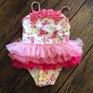 Butterfly print tutu swimsuit /bathing suit